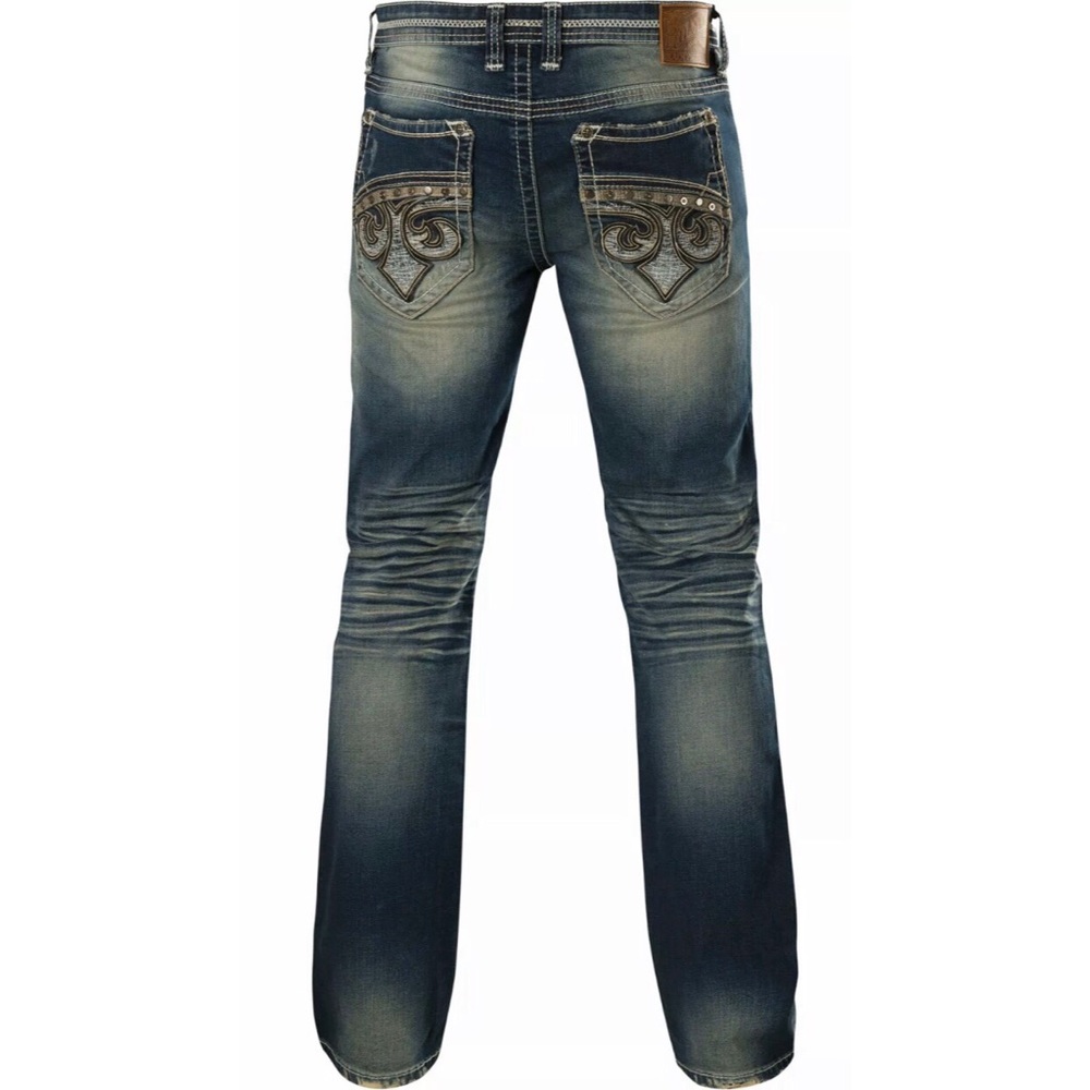 AFFLICTION Men Denim Jeans BLAKE FLEUR HUNTER Embr - Picture 7 of 9